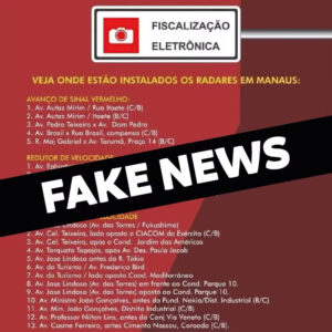 IMMU alerta que lista de radares a serem instalados em Manaus que circula nas redes é falsa