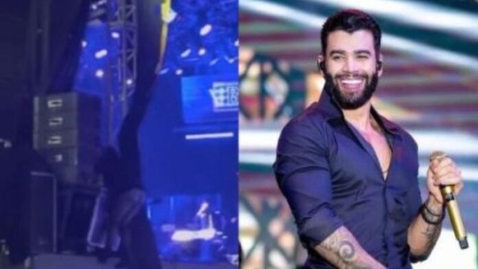 VÍDEO: Fã tenta subir no palco em show de Gusttavo Lima, mas acaba caindo