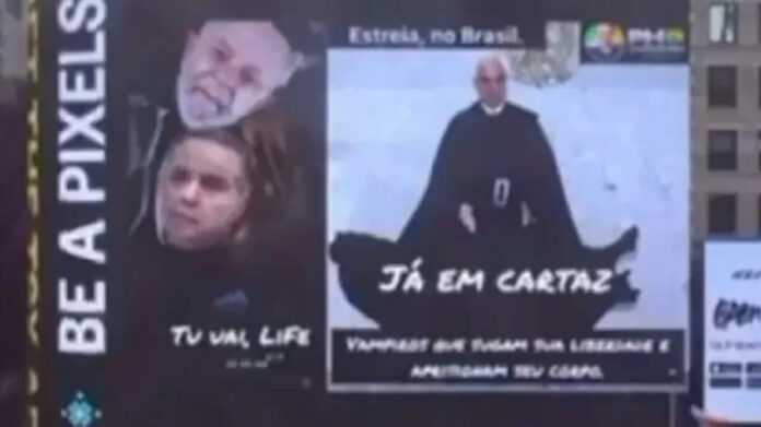 VÍDEO: Memes criticando Lula, Moraes e Barroso aparecem na Times Square, em Nova York