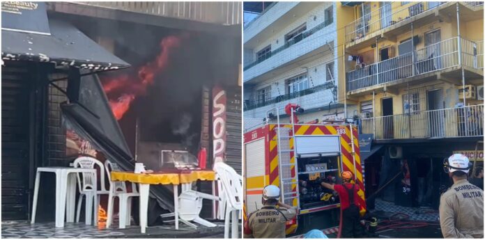 Incêndio atinge prédio e destrói restaurante no Centro de Manaus