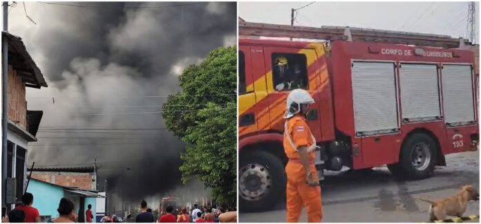 Incêndio em fábrica de militos já dura mais de 3 horas e bombeiros tentam conter as chamas