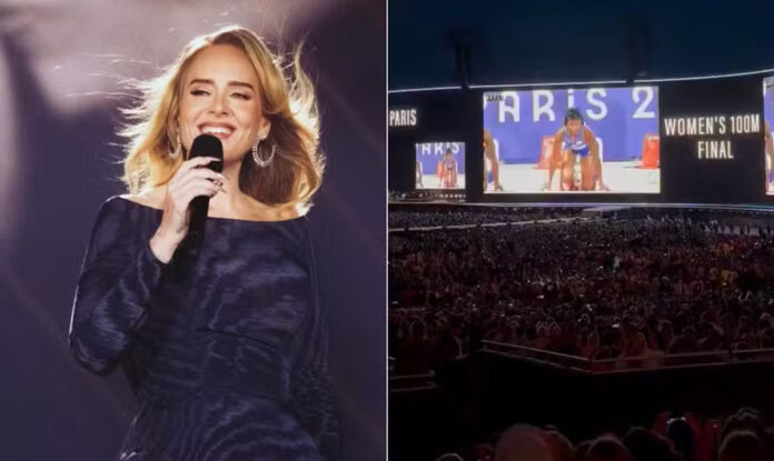 VÍDEO: Adele interrompe show para assistir à final dos 100m femininos das Olimpíadas