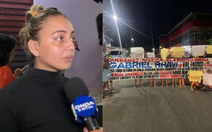 Nesta segunda-feira (9/09), familiares e amigos se reuniram na rua Pau Ferro, no bairro Jorge Teixeira, pela morte de Gabriel