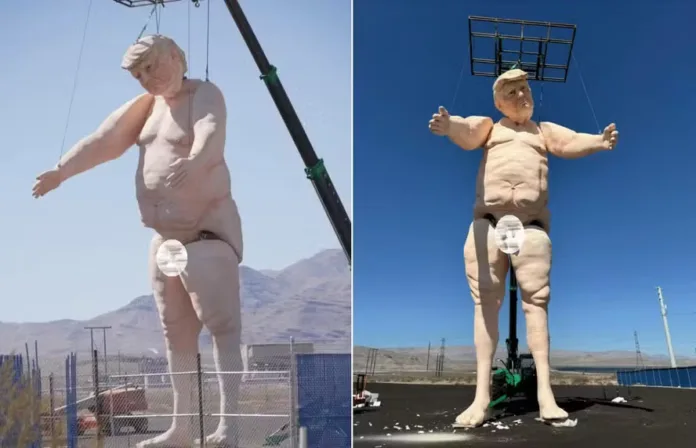 VÍDEO: Estátua gigante de Donald Trump pelado é inaugurada em Las Vegas