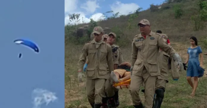 VÍDEO: Turista morre após cair de parapente no sertão da Paraíba