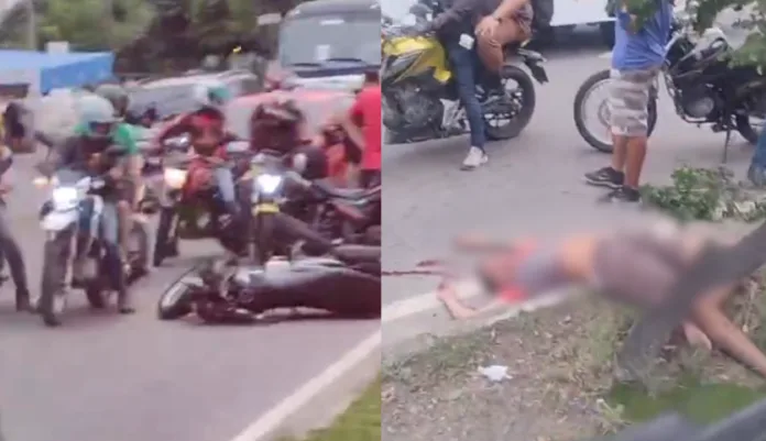 Motociclista fica agonizando na pista após acidente em Manaus