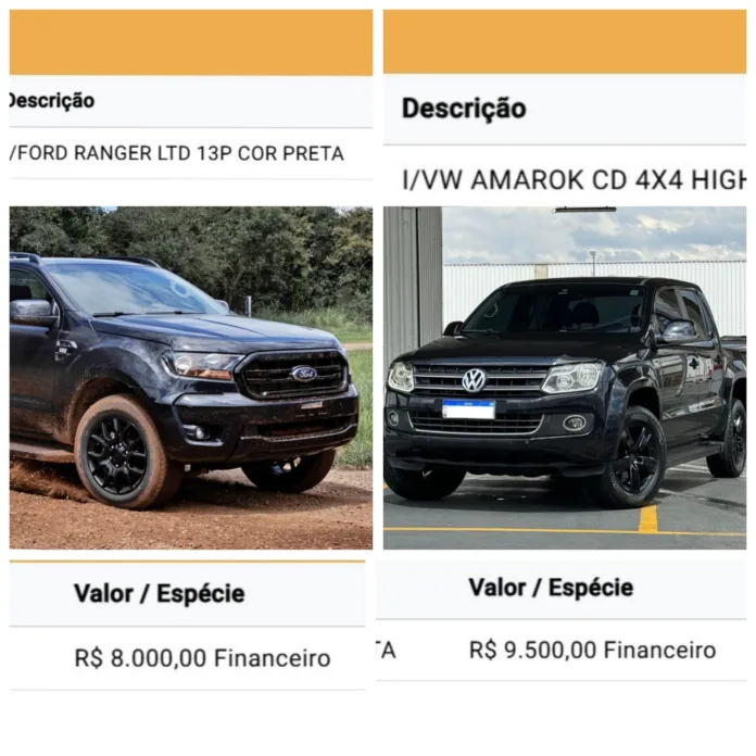 Exclusivo: 'Ranger e Amarok' picapes de luxo são alugadas por candidado de dois votos