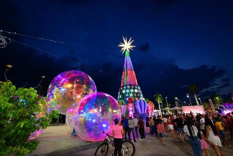 Ponta Negra recebe árvore de Natal com mais de 30 metros de altura