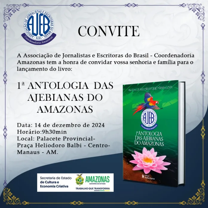 AJEB-AM lançamento de Antologia neste sábado no Palacete Provincial