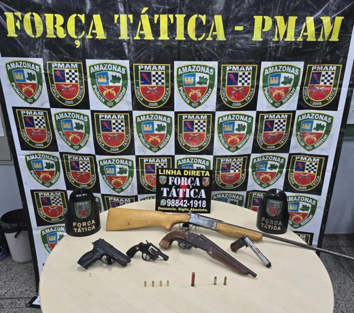 Armas de fogo apreendidos pela Força Tática