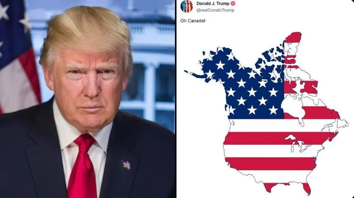 Trump divulga mapa com Canadá anexado aos EUA e ameaça país vizinho