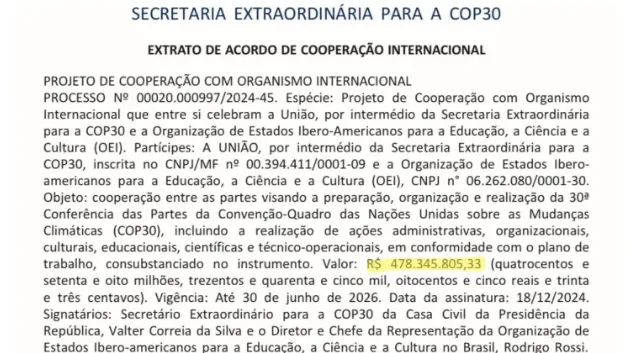  COP30: Governo Lula contrata órgão internacional por quase R$ 500 milhões para organizar evento