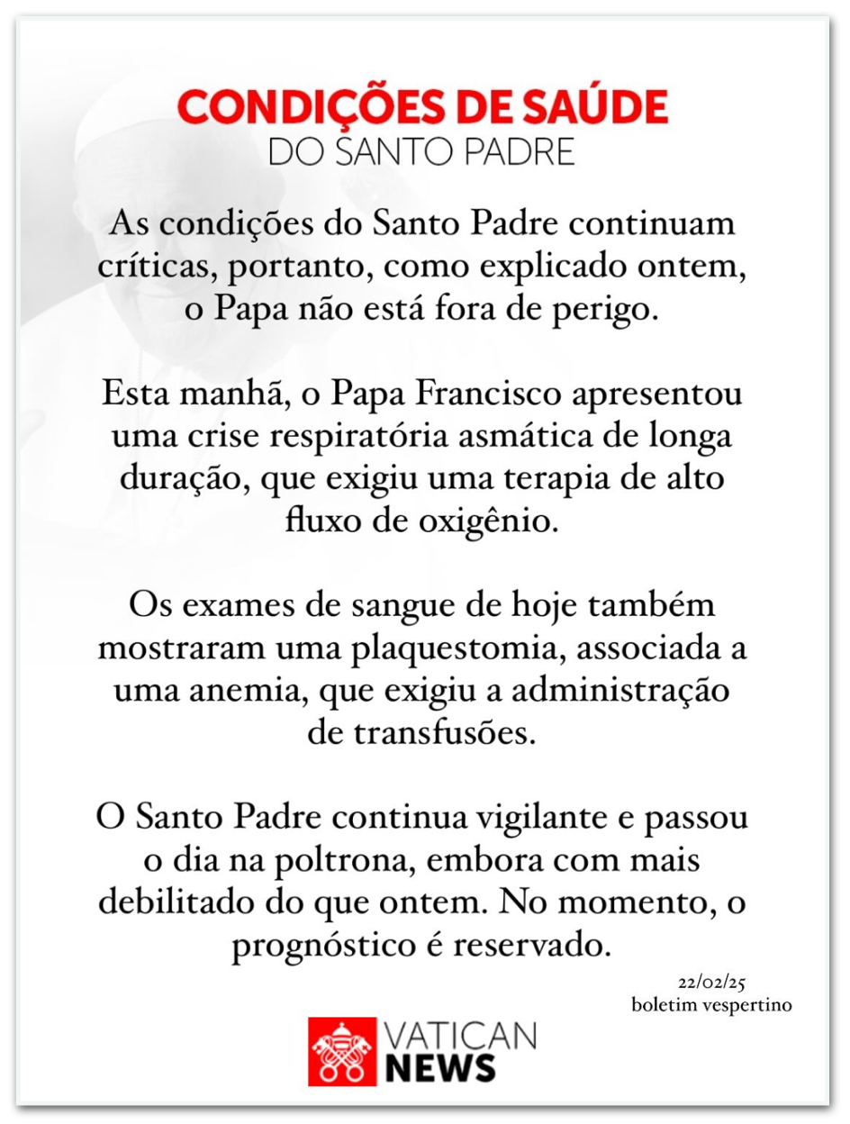 Boletim- Papa Francisco - Saúde