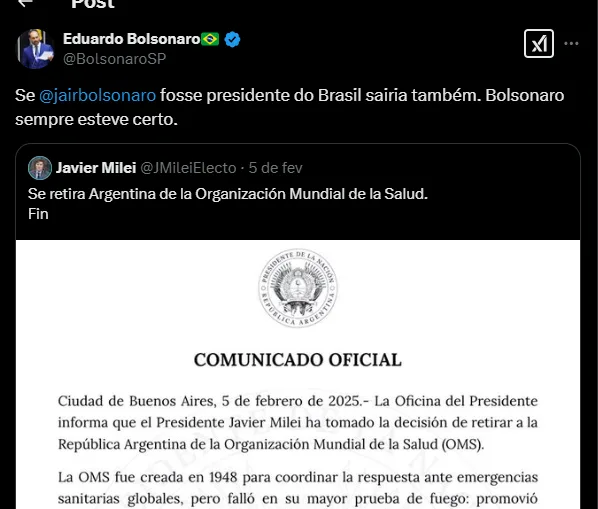 Brasil sairia da OMS se Bolsonaro fosse presidente