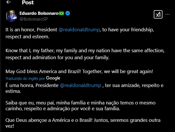 Trump Cumprimenta Eduardo Bolsonaro