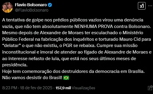 Filhos de Bolsonaro se manifestam contra denúncia da PGR