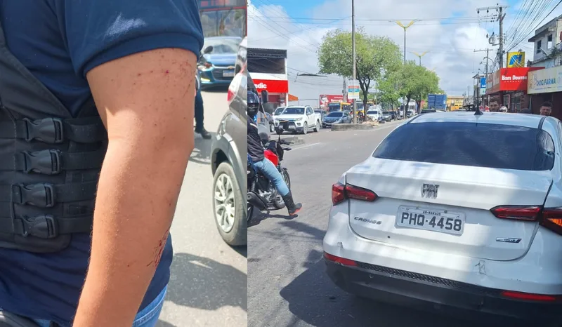 TIROTEIO: Policial é baleado em perseguição a dupla na zona Leste de Manaus 