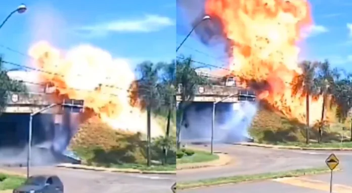 VÍDEO: Caminhão-tanque colide contra caçamba e explode em acidente no Paraná