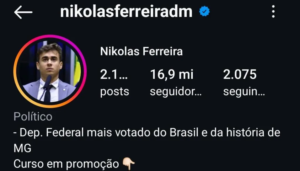 Seguidores de Nikolas Ferreira - Instagram