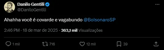 Danilo Gentili xinga Eduardo Bolsonaro por decisão de morar nos EUA