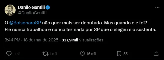 Danilo Gentili xinga Eduardo Bolsonaro por decisão de morar nos EUA