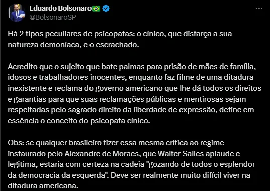 Eduardo Bolsonaro - Walter Salles -