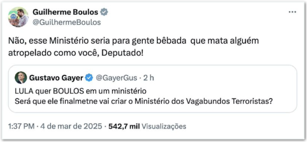 Boulos troca farpas com Gayer