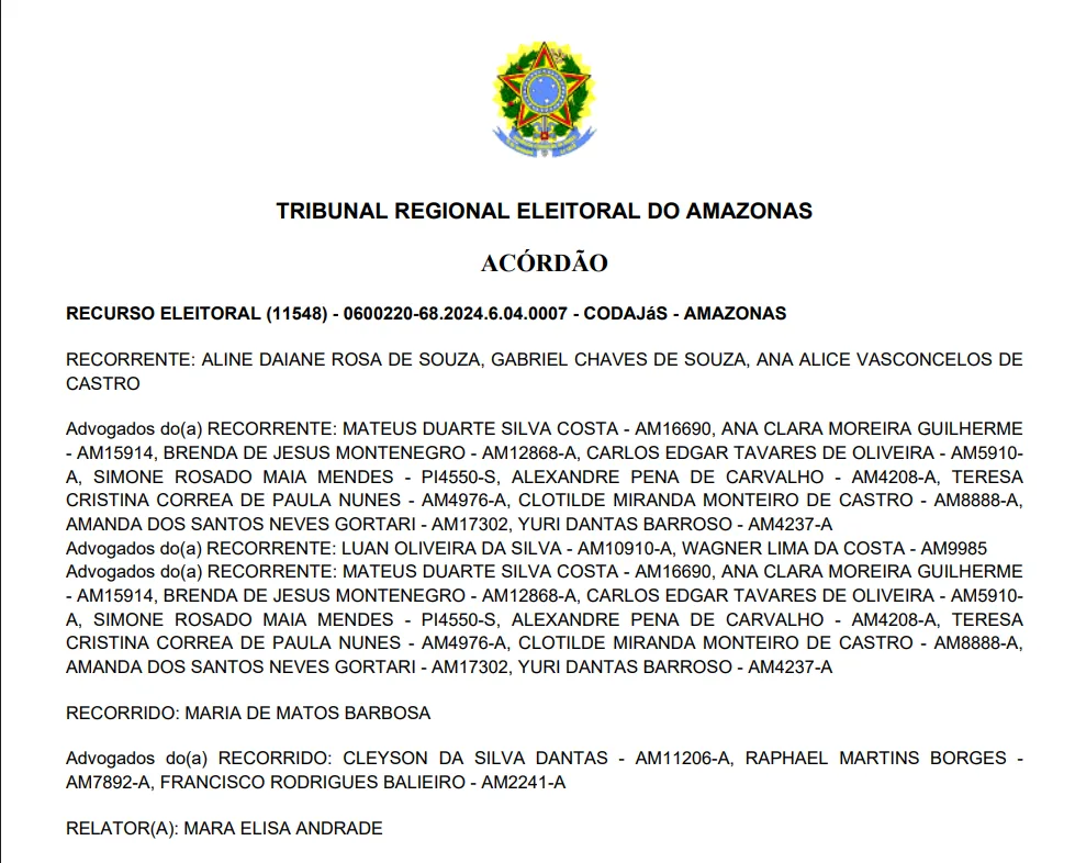 Foto: Print/DocumentoTRE-AM).