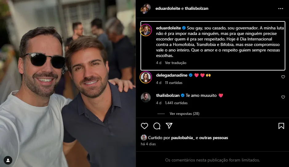 Eduardo Leite se manifesta contra a homofobia