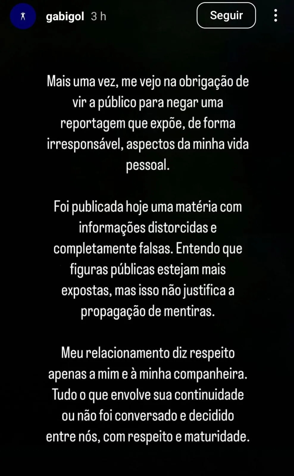 Gabigol comenta rumores de término e nega que traiu namorada