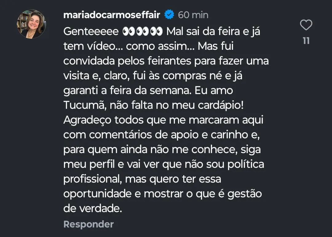 Foto: Print/Instagram @mariadocarmoseffair