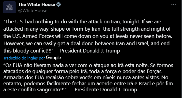 Trump promete revidar “em níveis nunca antes vistos” se Irã atacar os EUA