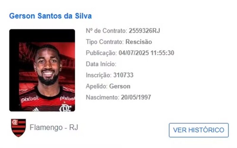 Rescisão Gerson (Foto: Reprodução)
